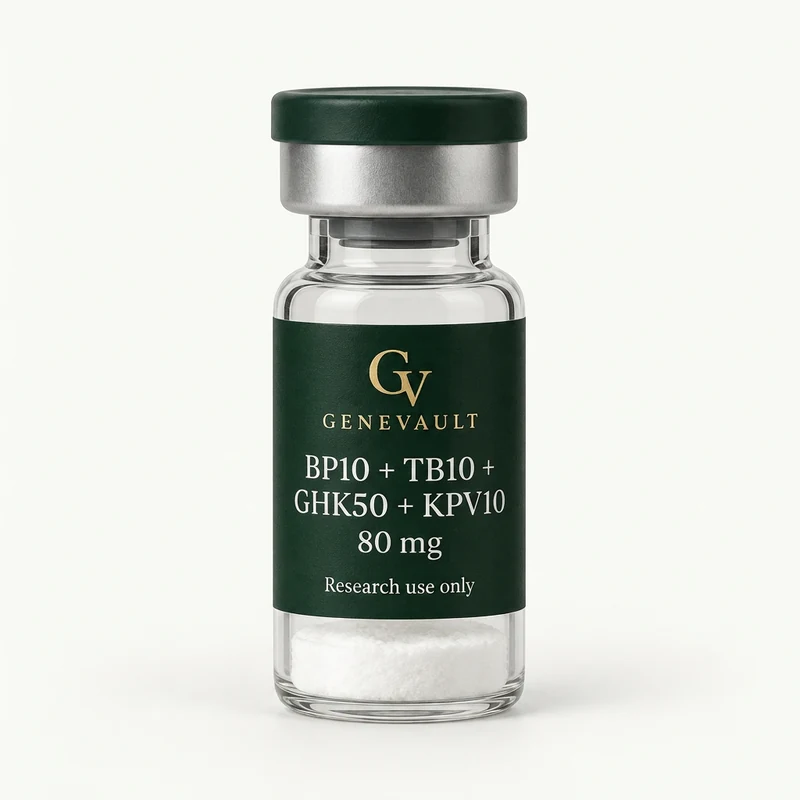 Vial de BP10 + TB10 + GHK50 + KPV10 Genevault, 80 mg